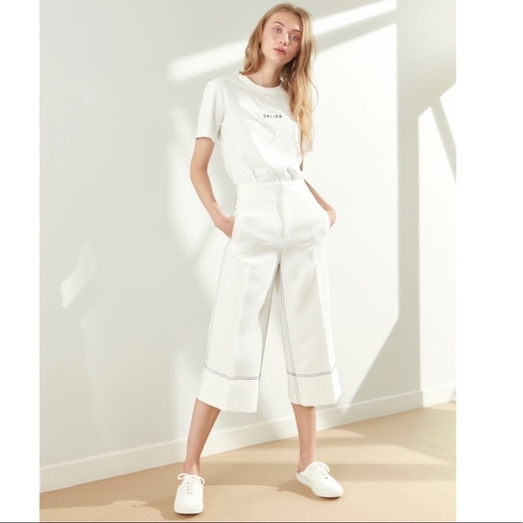 NWT SALISA E Culottes White Cropped Pants - Picture 1 of 10